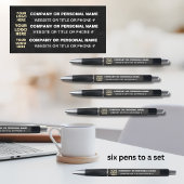 3-zijdige Logo Business Black Leather Texture Naam Pen