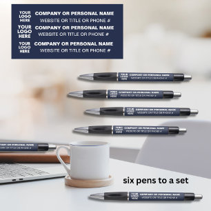 3-zijdige Logo Business Blue met witte naam Titel Pen