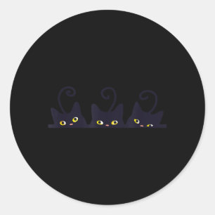 3 Zwarte Katten Grappig Schattig Ontwerp Vrouwen M Ronde Sticker