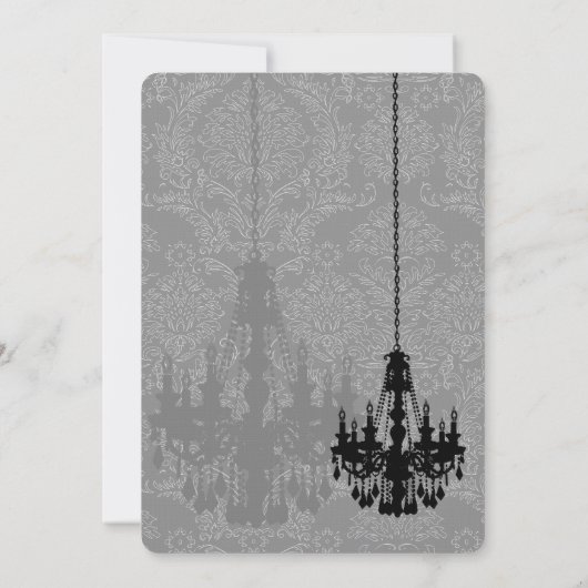 3 Zwarte luchters Shadow Silver Metallic Damask Kaart (Achterkant)