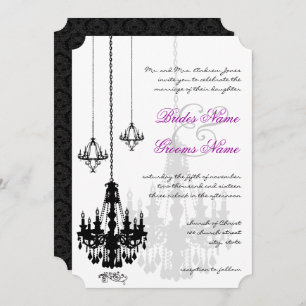 3 Zwarte luchters Shadows Wedding Invitations Kaart