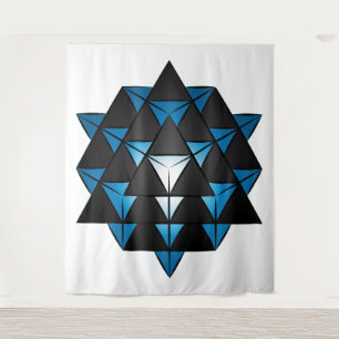 3D 64 Tetrahedron Grid Series V2 Tapestry Wandkleed