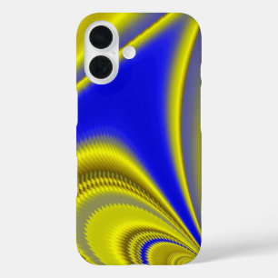 3D Abstract in Gold Yellow Blue iPhone 16 Hoesje