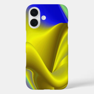 3D Abstract in Gold Yellow Blue iPhone 16 Hoesje