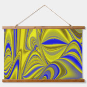 3D Abstract in Gold Yellow Blue Hangend Wandkleed (Voorkant)