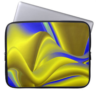 3D Abstract in Gold Yellow Blue Laptop Sleeve