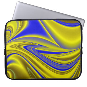 3D Abstract in Gold Yellow Blue Laptop Sleeve