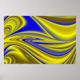 3D Abstract in Gold Yellow Blue Poster
