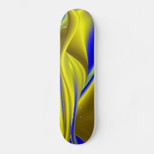 3D Abstract in Gold Yellow Blue Skateboard