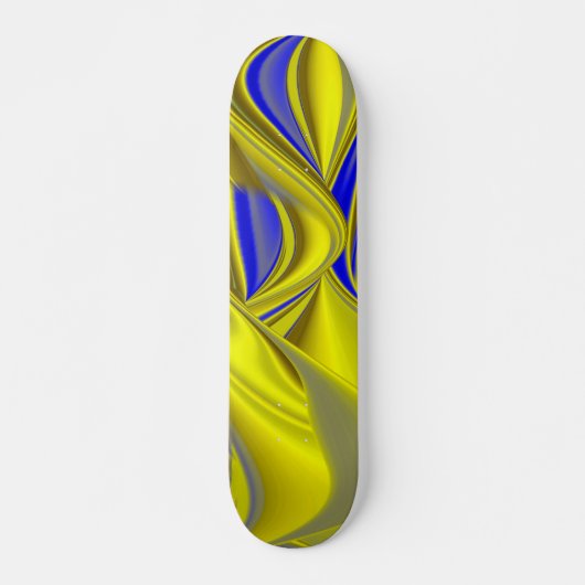 3D Abstract in Gold Yellow Blue Skateboard (Voorkant)