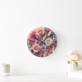 3D Abstracte Glitter Rozen & Vlinders Ronde Klok (Huis)