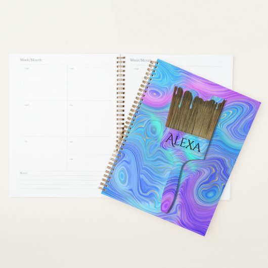 3D Abstracte Penseel van de Verf met Naam Planner (Display)