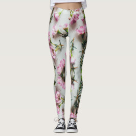 3D Adenium roze patroon op witte achtergrond Leggings