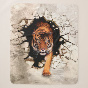 3d afbeelding tijger komt uit de verwoeste wallti sherpa deken