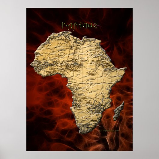 3D AFRICAN MAP Red Fractal Art Poster (groter) (Voorkant)