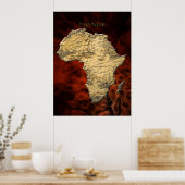 3D AFRICAN MAP Red Fractal Art Poster (groter) (Keuken)