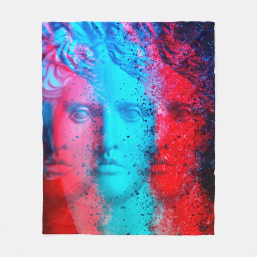 3d anaglyph effect. Covid-mutanten. David Apollo. Fleece Deken (Voorkant)