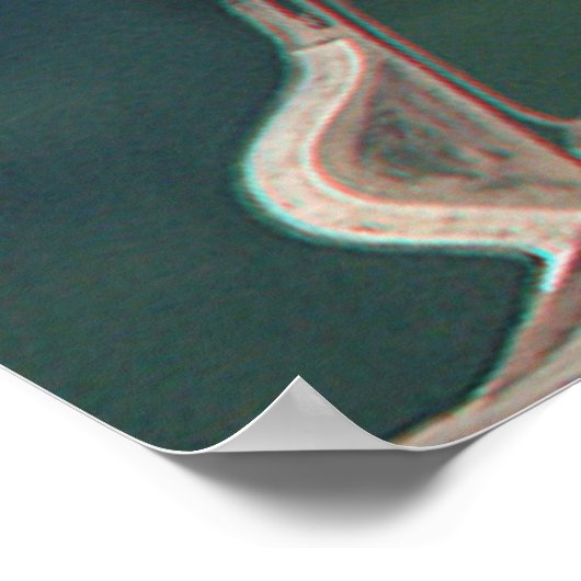 3D Anaglyph van P51 n Spitfire over vliegveld Poster (Hoek)
