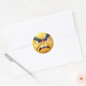 3D Angry Yellow Emoji Ronde Sticker (Envelop)