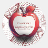 3D-appel van ons Geometrisch Baby shower van het O Ronde Sticker (Voorkant)