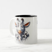 3D Bang Giraffe Funny Animals Tweekleurige Koffiemok (Voorkant links)