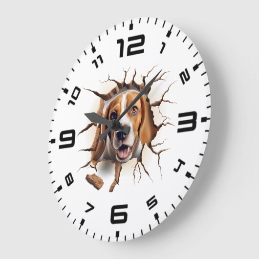 3D Beagle Gebarsten Gat Grote Klok (Hoek)