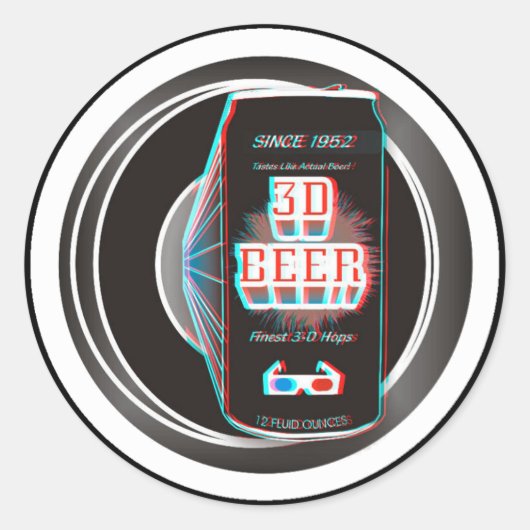 3D BEER! RONDE STICKER (Voorkant)