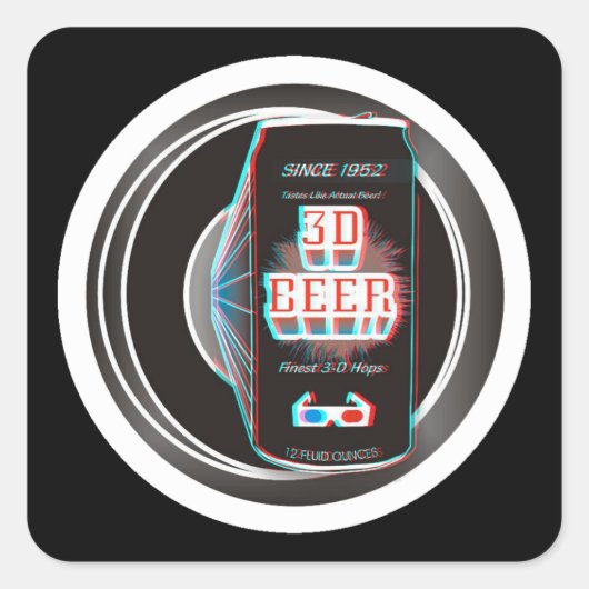 3D BEER! VIERKANTE STICKER (Voorkant)
