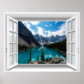 3D-bergen en het Uitzicht van het landschapskampje Poster (Voorkant)