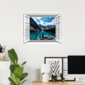 3D-bergen en het Uitzicht van het landschapskampje Poster (Thuiskantoor)