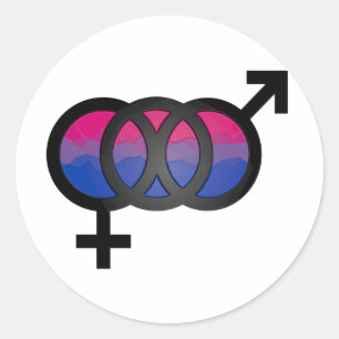 3D Bisexual Symbool Ronde Sticker