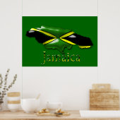 3D Black Green Yellow Map of Jamaica Poster (Keuken)