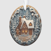 3d Blauw Kerst Gingerbread House Ornament (voorkant)