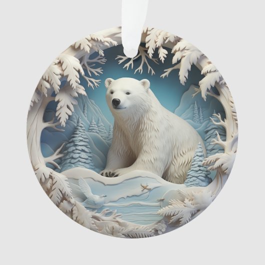 3d Blauw Kerst polar beer Ornament (voorkant)
