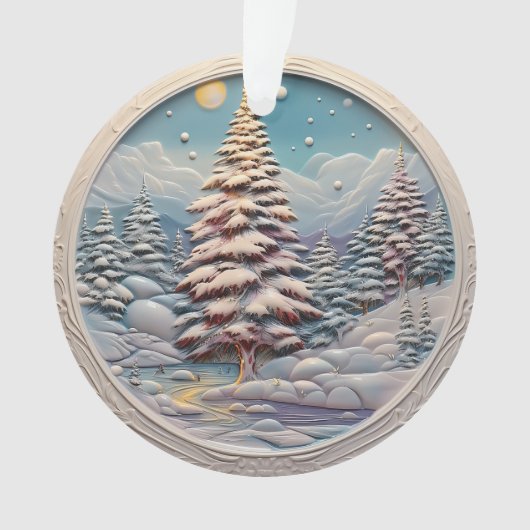 3d Blauwe Kerstbomen Ornament (voorkant)