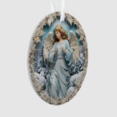 3d Blauwe Kerstengel Ornament (voorkant)