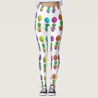 3D bloemen in potten Leggings
