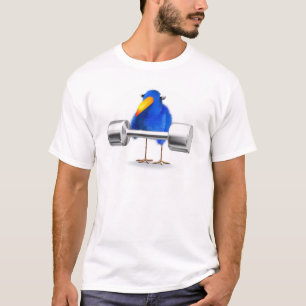 3d Blue Bird Weightlifter T-shirt