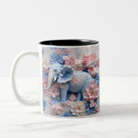 3D Blue Elephant Mok met Bloemen