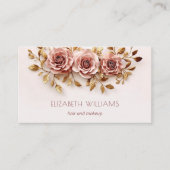3D Blush Gold Rozen | QR-code Visitekaartje (Voorkant)