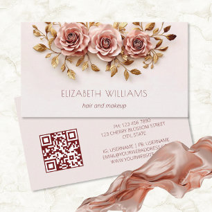 3D Blush Gold Rozen QR-code Visitekaartje