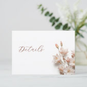 3D Boho Floral Wedding Details Informatiekaartje (Staand voorkant)