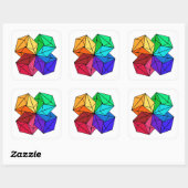 3D Bright Rainbow Cube Driehoeken op Wit Vierkante Sticker (Vel)