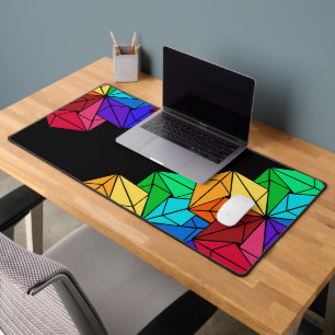 3D Bright Rainbow Cube Driehoeken op zwart Bureaumat