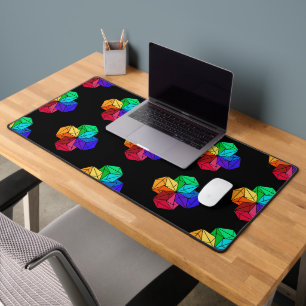 3D Bright Rainbow Cube Driehoeken op zwart Bureaumat