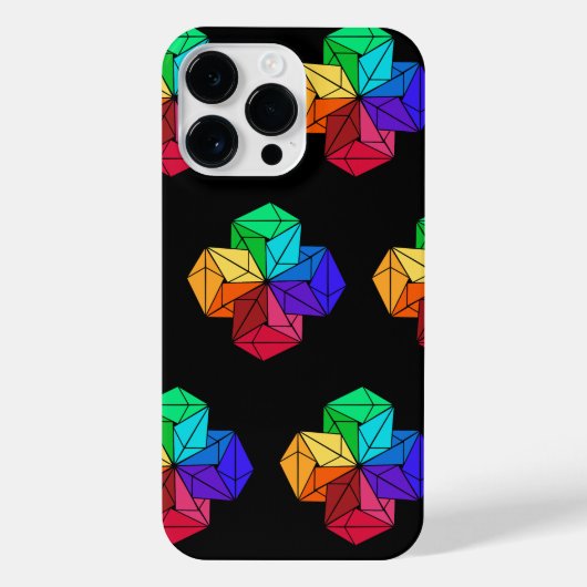 3D Bright Rainbow Cube Driehoeken op zwart iPhone Hoesje (Achterkant)
