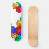 3D Bright Rainbow Random Cube Driehoeken op Wit Skateboard (Voorkant)