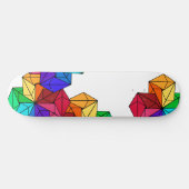 3D Bright Rainbow Random Cube Driehoeken op Wit Skateboard (Horizontaal)