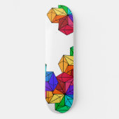 3D Bright Rainbow Random Cube Driehoeken op Wit Skateboard (Voorkant)