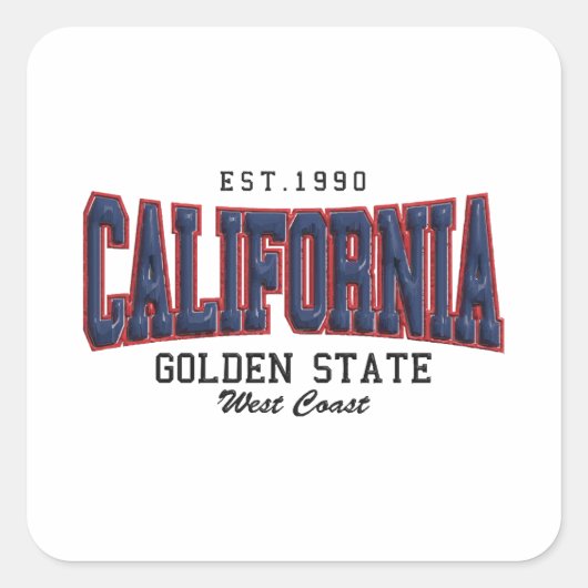 3D Californië Vierkante Sticker (Voorkant)
